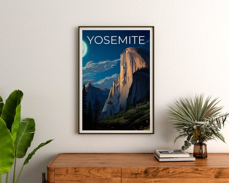 Affiche de voyage Yosemite, Art mural Half Dome, Impression Half Dome, Affiche Yosemite, Affiche Californie, Affiche Nature, Art Yosemite