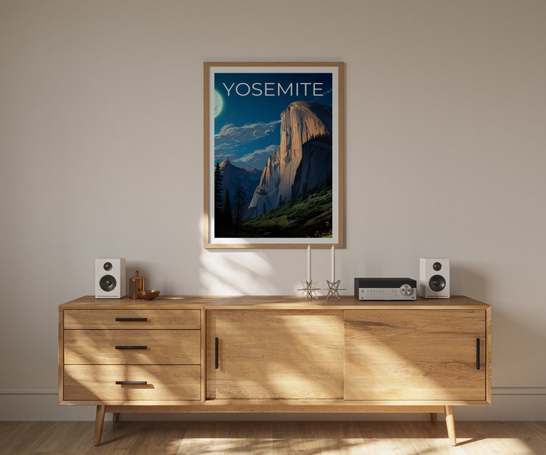 Affiche de voyage Yosemite, Art mural Half Dome, Impression Half Dome, Affiche Yosemite, Affiche Californie, Affiche Nature, Art Yosemite
