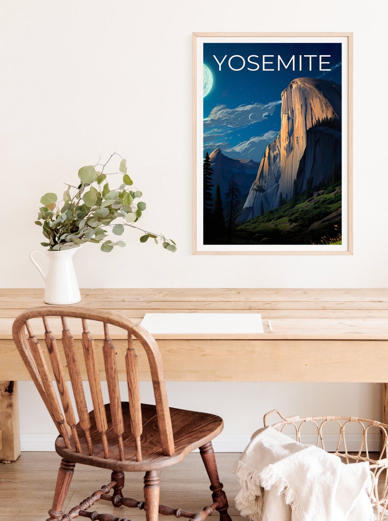 Affiche de voyage Yosemite, Art mural Half Dome, Impression Half Dome, Affiche Yosemite, Affiche Californie, Affiche Nature, Art Yosemite