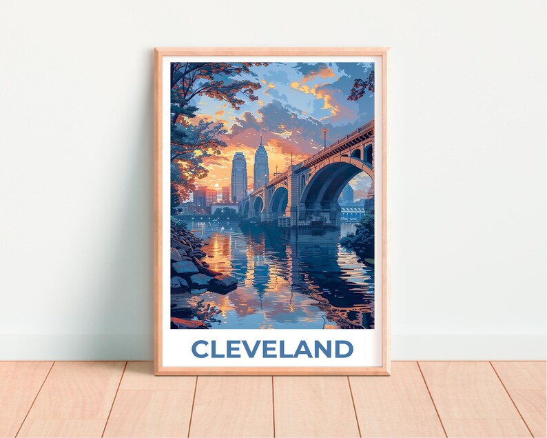 Cleveland Print, Ohio Poster, City Art, Cleveland Illustration, Cleveland Poster, Cleveland Ohio Gift, Birthday Gift