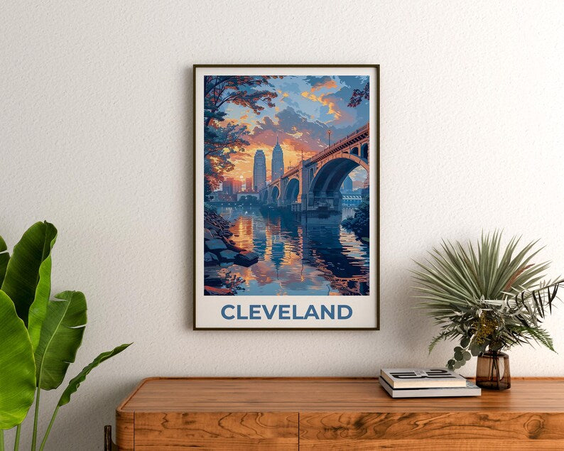 Cleveland Print, Ohio Poster, City Art, Cleveland Illustration, Cleveland Poster, Cleveland Ohio Gift, Birthday Gift
