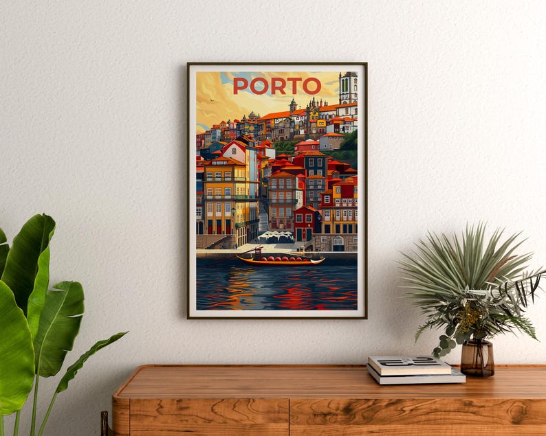 Porto Poster, Portugal Travel Print, Porto Cityscape Art, Port City Illustration, Europe Poster, Scenic Wall Art, Home Decor, Birthday Gift