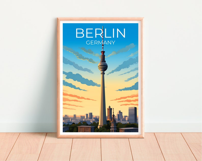 Berlin Travel Poster, Germany Wall Art, Germany Print, Berlin Poster, Berliner Fernsehturm Poster, City Poster, Berlin Art