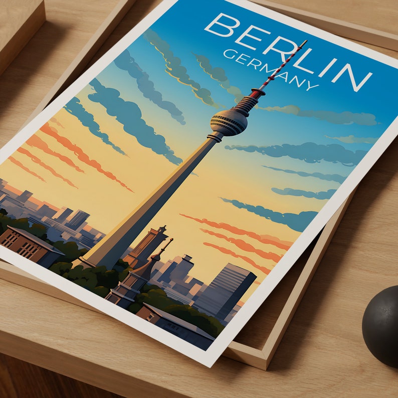 Berlin Travel Poster, Germany Wall Art, Germany Print, Berlin Poster, Berliner Fernsehturm Poster, City Poster, Berlin Art