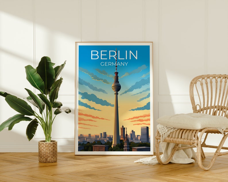 Berlin Travel Poster, Germany Wall Art, Germany Print, Berlin Poster, Berliner Fernsehturm Poster, City Poster, Berlin Art