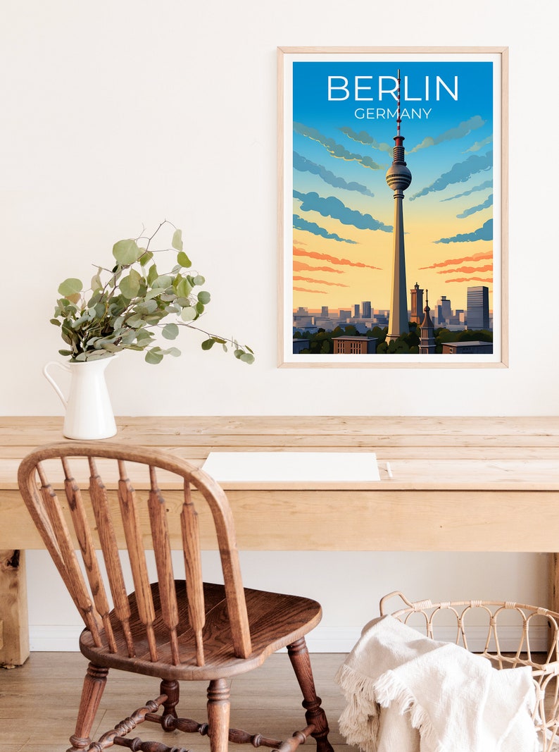 Berlin Travel Poster, Germany Wall Art, Germany Print, Berlin Poster, Berliner Fernsehturm Poster, City Poster, Berlin Art