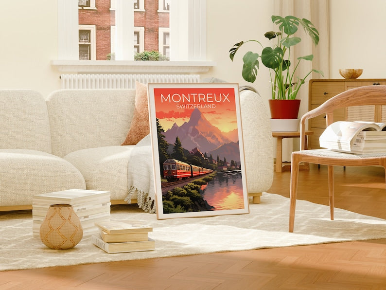 Montreux Travel Poster, Switzerland Wall Art, Switzerland Print, Montreux Poster, Europe Poster, City Poster, Montreux Art