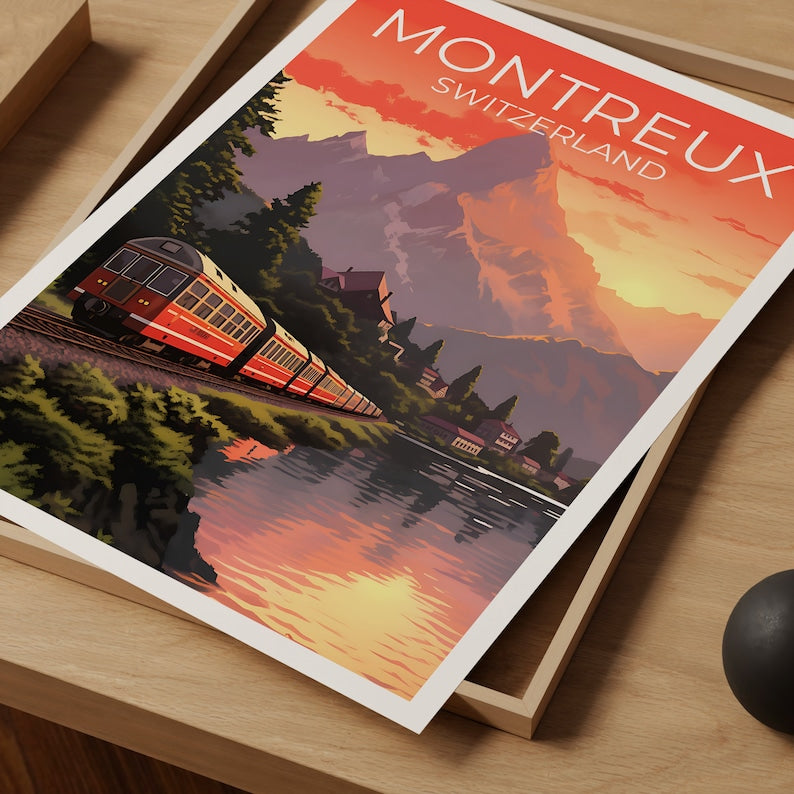 Montreux Travel Poster, Switzerland Wall Art, Switzerland Print, Montreux Poster, Europe Poster, City Poster, Montreux Art