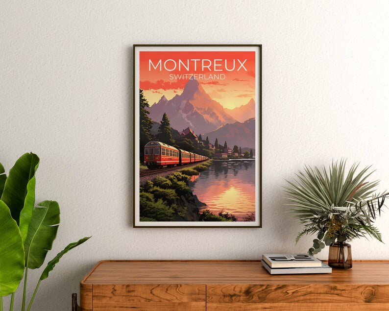 Montreux Travel Poster, Switzerland Wall Art, Switzerland Print, Montreux Poster, Europe Poster, City Poster, Montreux Art