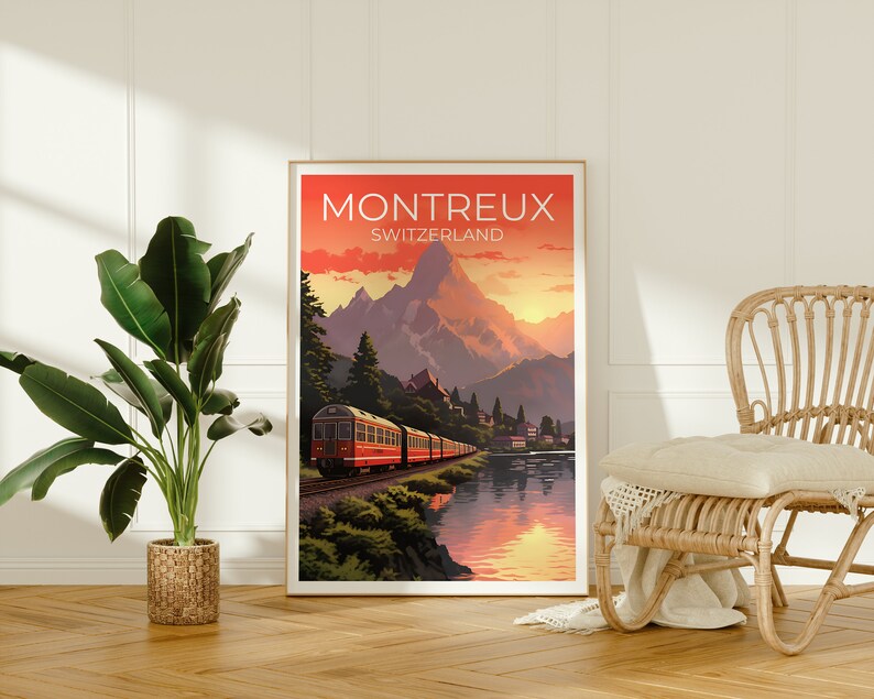 Montreux Travel Poster, Switzerland Wall Art, Switzerland Print, Montreux Poster, Europe Poster, City Poster, Montreux Art