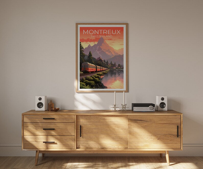 Montreux Travel Poster, Switzerland Wall Art, Switzerland Print, Montreux Poster, Europe Poster, City Poster, Montreux Art