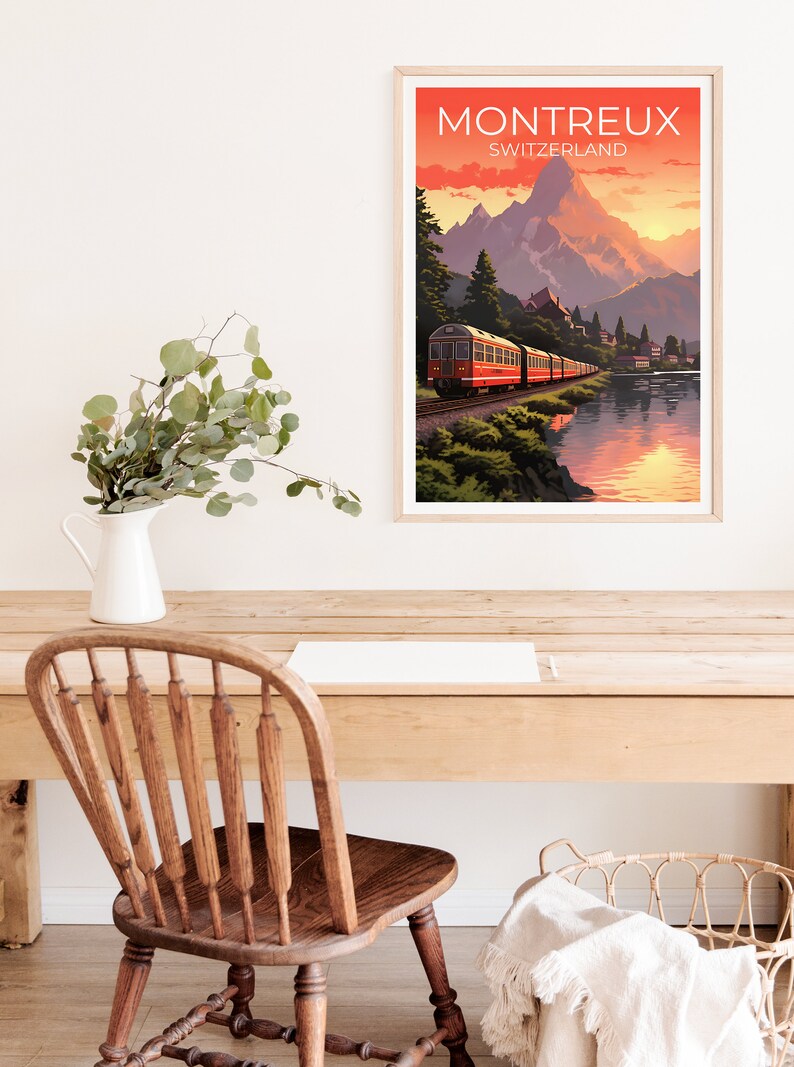 Montreux Travel Poster, Switzerland Wall Art, Switzerland Print, Montreux Poster, Europe Poster, City Poster, Montreux Art