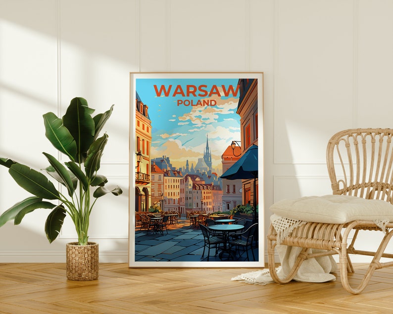 Warschau Reiseposter, Polen Wandkunst, Polen Druck, Warschau Poster, Polen Poster, Stadt Poster, Warschau Kunst