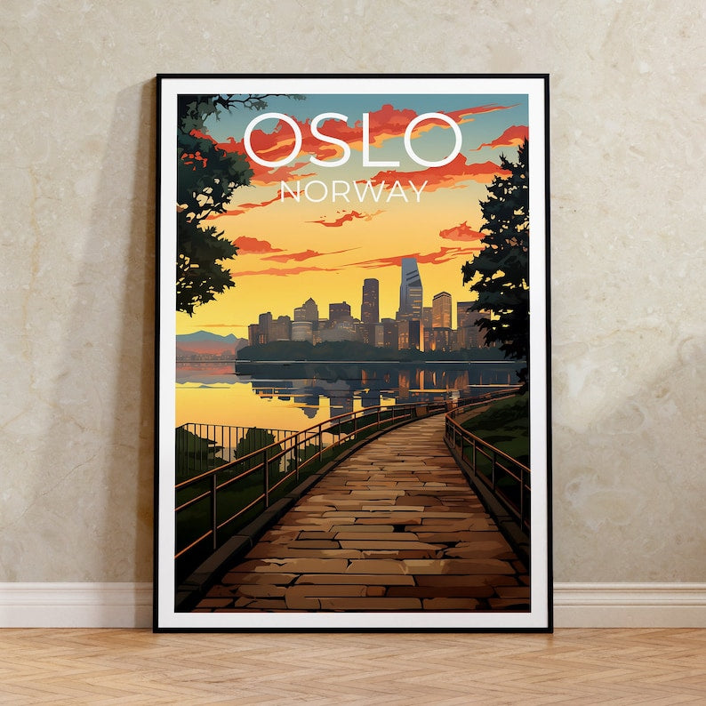 Oslo Travel Poster, Norway Wall Art, Norway Print, Oslo Poster, Norway Poster, City Poster, Norway Art