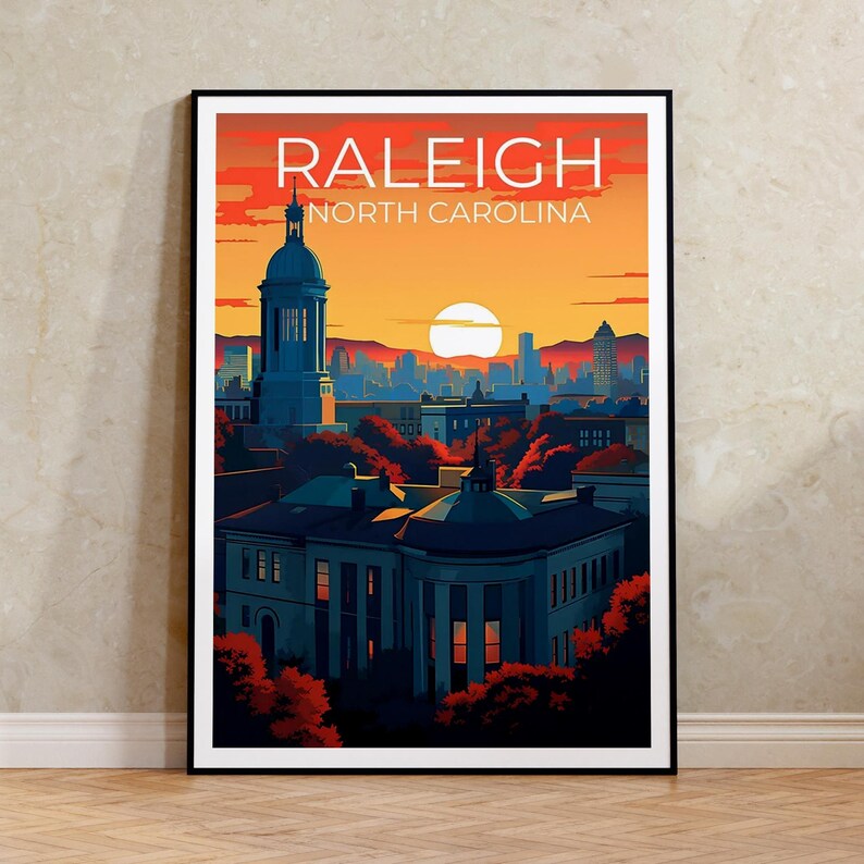 Raleigh Travel Poster, North Carolina Wall Art, North Carolina Print, Raleigh Poster, North Carolina Poster, City Poster, Raleigh Artt