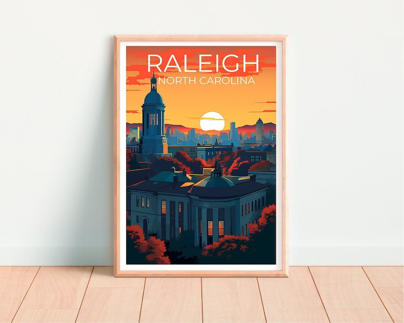 Raleigh Travel Poster, North Carolina Wall Art, North Carolina Print, Raleigh Poster, North Carolina Poster, City Poster, Raleigh Artt