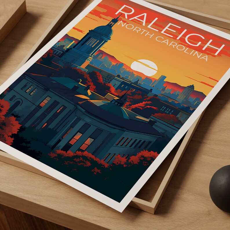 Raleigh Travel Poster, North Carolina Wall Art, North Carolina Print, Raleigh Poster, North Carolina Poster, City Poster, Raleigh Artt