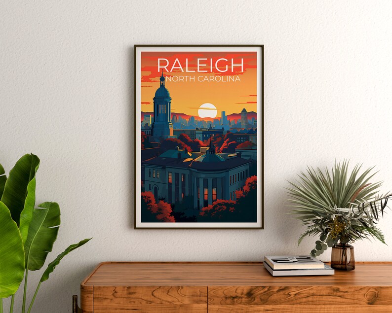 Raleigh Travel Poster, North Carolina Wall Art, North Carolina Print, Raleigh Poster, North Carolina Poster, City Poster, Raleigh Artt