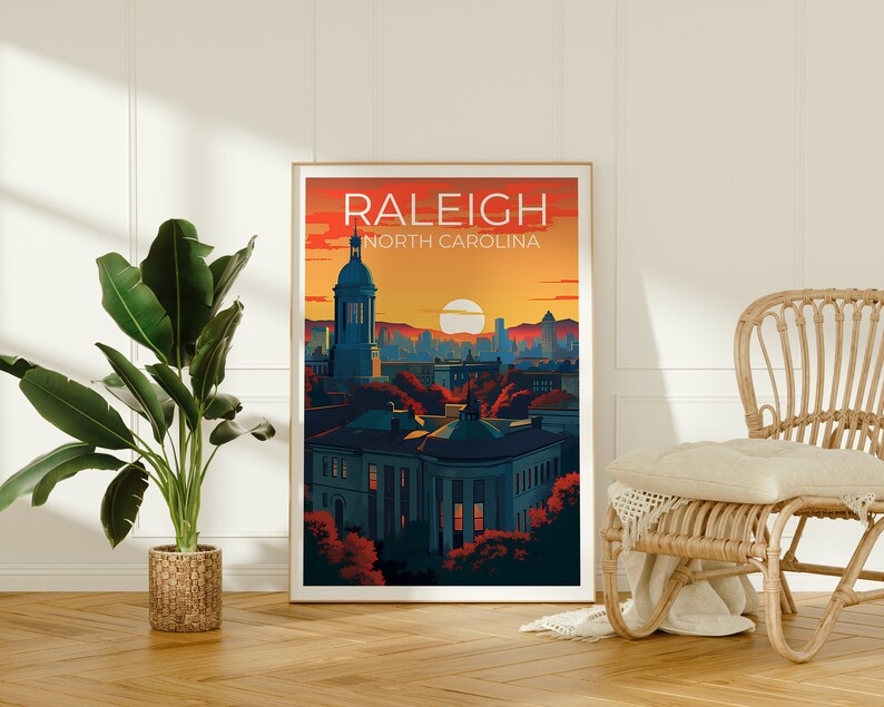 Raleigh Travel Poster, North Carolina Wall Art, North Carolina Print, Raleigh Poster, North Carolina Poster, City Poster, Raleigh Artt