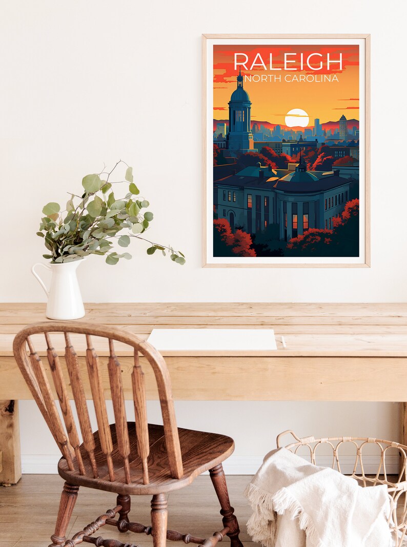 Raleigh Travel Poster, North Carolina Wall Art, North Carolina Print, Raleigh Poster, North Carolina Poster, City Poster, Raleigh Artt