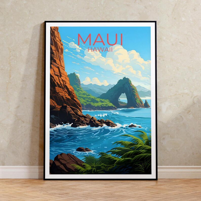 Maui Travel Poster, Hawaii Wall Art, Hawaii Print, Maui Poster, Hawaii Island Poster, Nature Poster, Maui Art