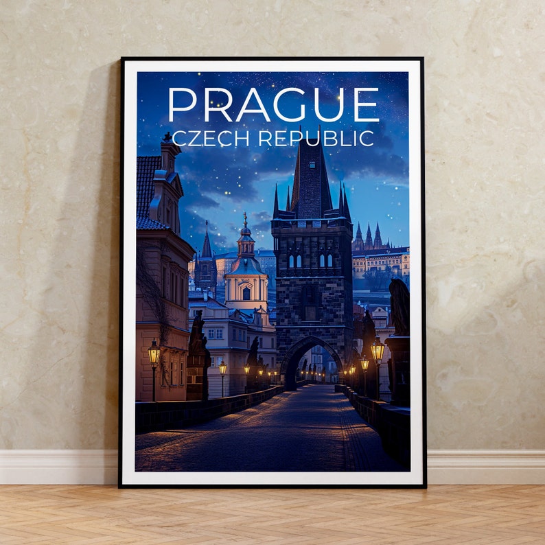 Prague Travel Poster, Czech Wall Art, Czech Print, Prague Poster, Czech Poster, Charles Bridge Poster, Prague Art