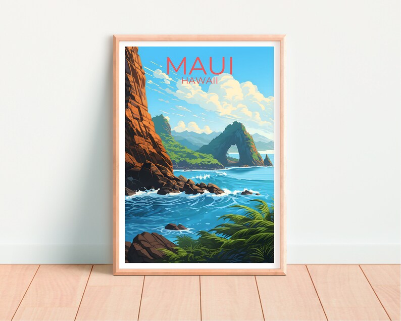 Maui Travel Poster, Hawaii Wall Art, Hawaii Print, Maui Poster, Hawaii Island Poster, Nature Poster, Maui Art