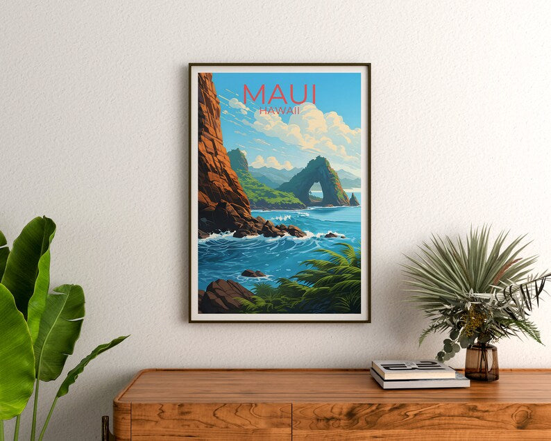Maui Travel Poster, Hawaii Wall Art, Hawaii Print, Maui Poster, Hawaii Island Poster, Nature Poster, Maui Art