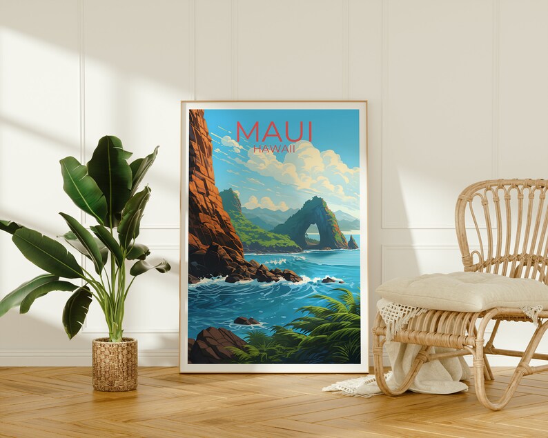 Maui Travel Poster, Hawaii Wall Art, Hawaii Print, Maui Poster, Hawaii Island Poster, Nature Poster, Maui Art