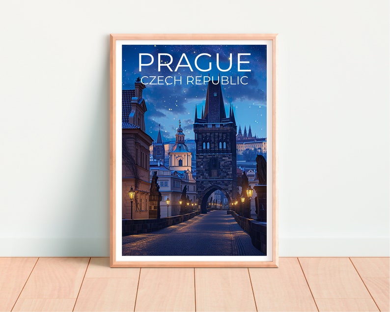 Prague Travel Poster, Czech Wall Art, Czech Print, Prague Poster, Czech Poster, Charles Bridge Poster, Prague Art