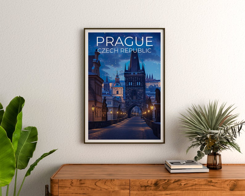 Prague Travel Poster, Czech Wall Art, Czech Print, Prague Poster, Czech Poster, Charles Bridge Poster, Prague Art