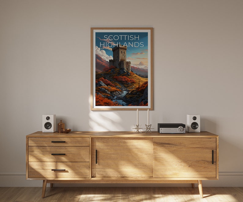 Scottish Highlands Travel Poster, Scotland Wall Art, Scotland Print, Scottish Highlands Poster, Scotland Poster, Scottish Castle Poster