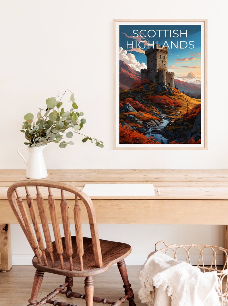 Scottish Highlands Travel Poster, Scotland Wall Art, Scotland Print, Scottish Highlands Poster, Scotland Poster, Scottish Castle Poster