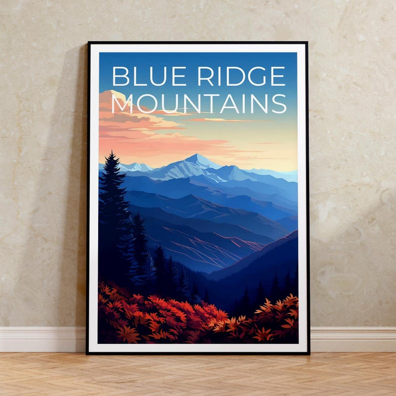 Blue Ridge Mountains Travel Poster, Nature Wall Art, Nature Print, Blue Ridge Mountains Poster, Mountain Poster, Forest Poster