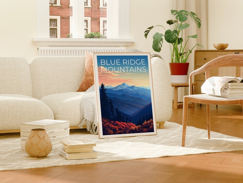 Blue Ridge Mountains Travel Poster, Nature Wall Art, Nature Print, Blue Ridge Mountains Poster, Mountain Poster, Forest Poster