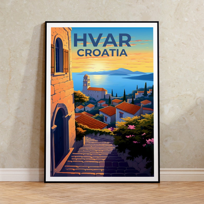 Hvar Travel Poster, Croatia Wall Art, Croatia Print, Hvar Poster, Croatia Poster, Europe Poster, Hvar Art