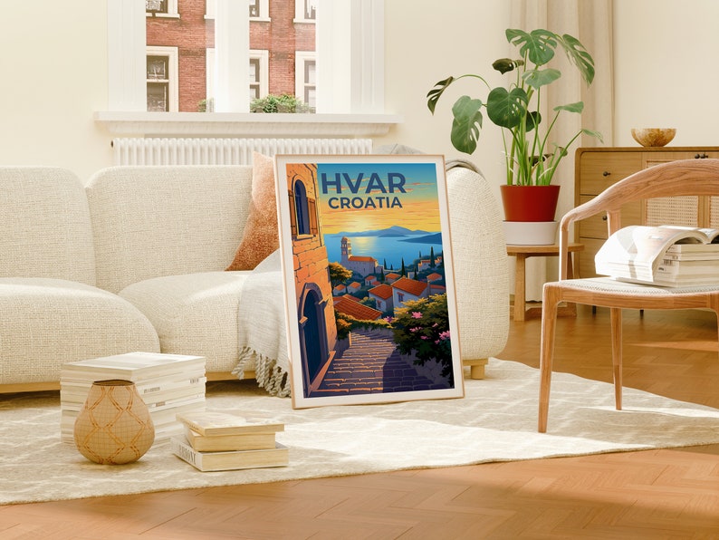 Hvar Travel Poster, Croatia Wall Art, Croatia Print, Hvar Poster, Croatia Poster, Europe Poster, Hvar Art