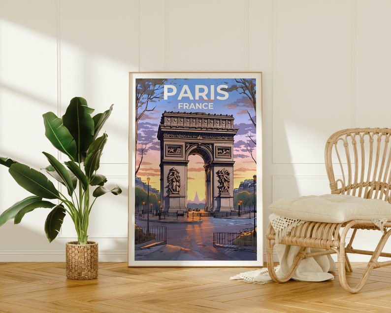 Paris Travel Poster, France Wall Art, France Print, Paris Poster, Arc de Triomphe Poster, City Poster, Wall Decor