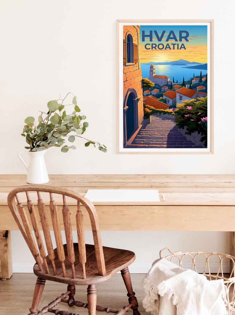 Hvar Travel Poster, Croatia Wall Art, Croatia Print, Hvar Poster, Croatia Poster, Europe Poster, Hvar Art
