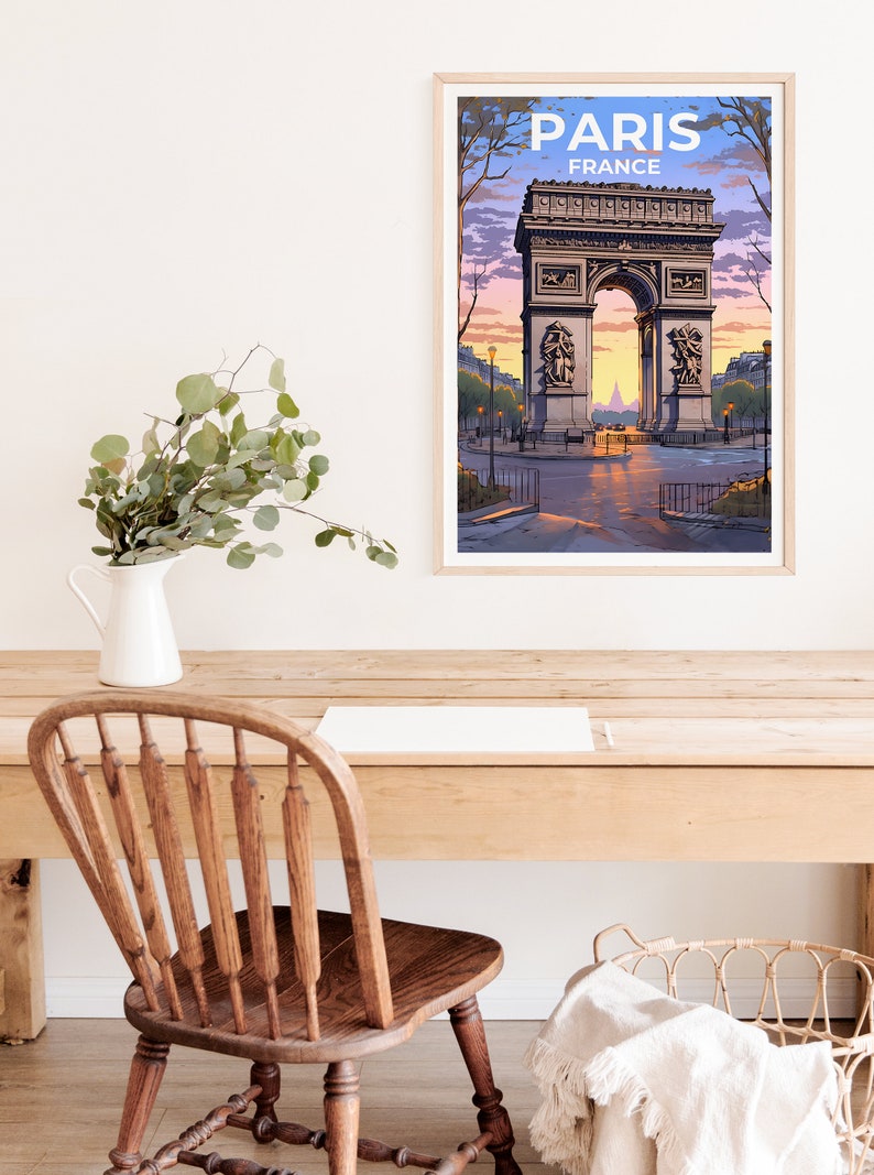 Paris Travel Poster, France Wall Art, France Print, Paris Poster, Arc de Triomphe Poster, City Poster, Wall Decor