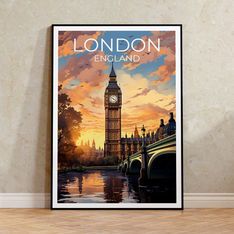 London Travel Poster, England Wall Art, England Print, London Poster, England Poster, Big Ben Poster, London Art