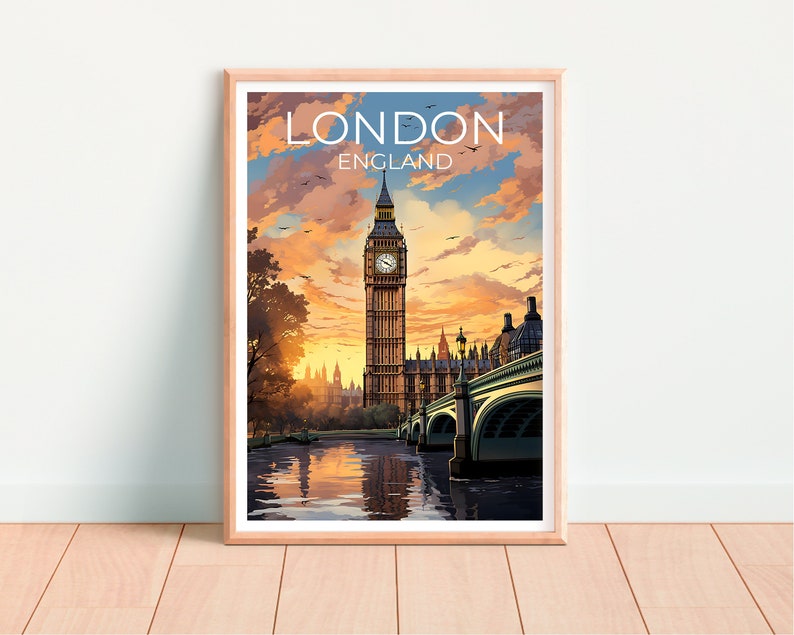 London Travel Poster, England Wall Art, England Print, London Poster, England Poster, Big Ben Poster, London Art