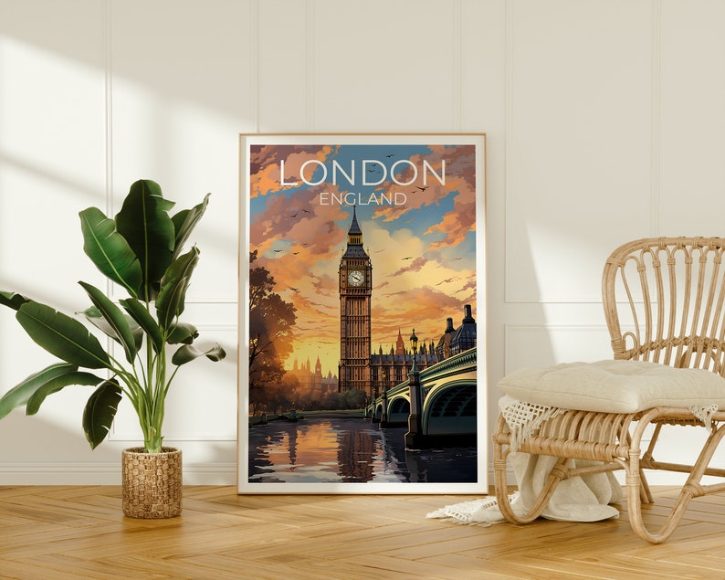 London Travel Poster, England Wall Art, England Print, London Poster, England Poster, Big Ben Poster, London Art