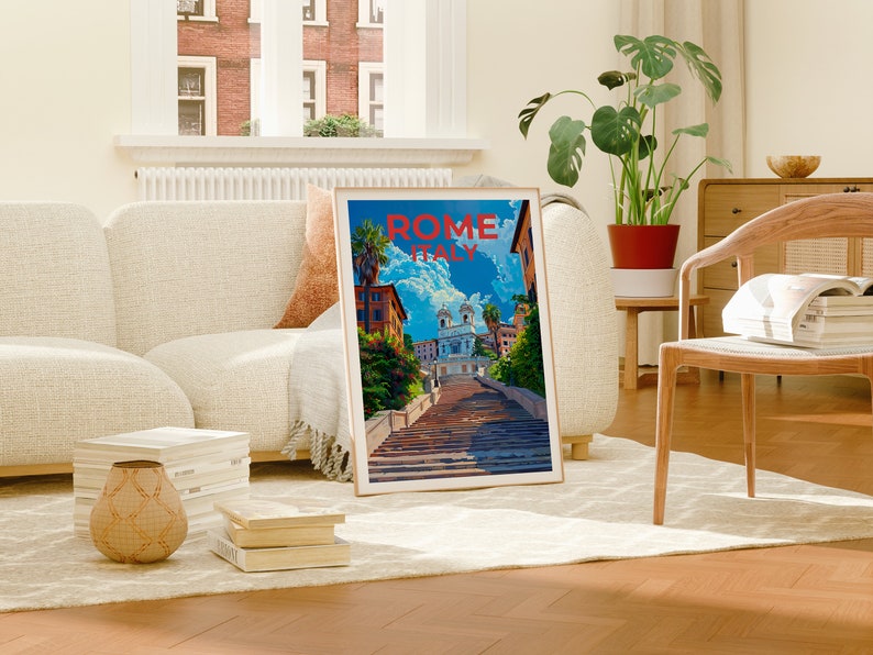 Spanish Steps Poster, Spanish Steps Print, Rome Art, Rome Print, Spanish Steps Travel Poster, Rome Poster, Italy Poster