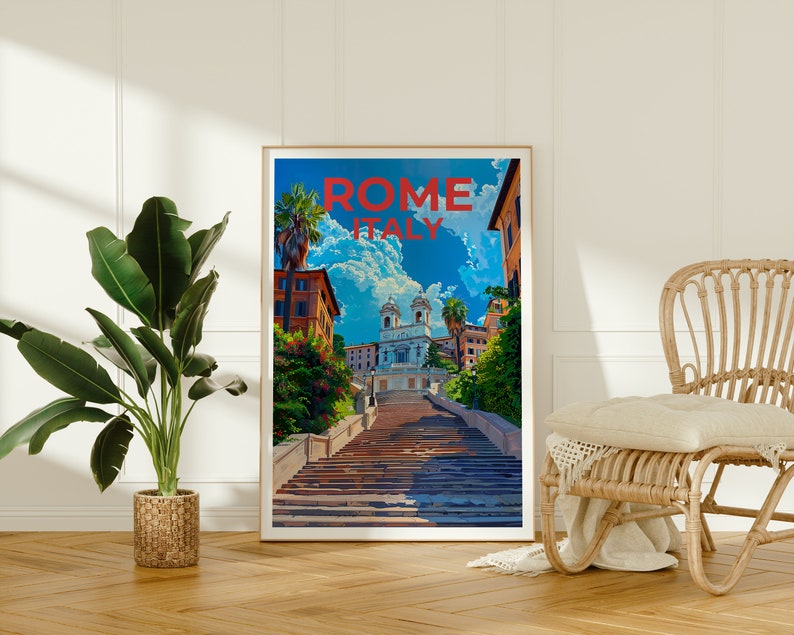 Spanish Steps Poster, Spanish Steps Print, Rome Art, Rome Print, Spanish Steps Travel Poster, Rome Poster, Italy Poster