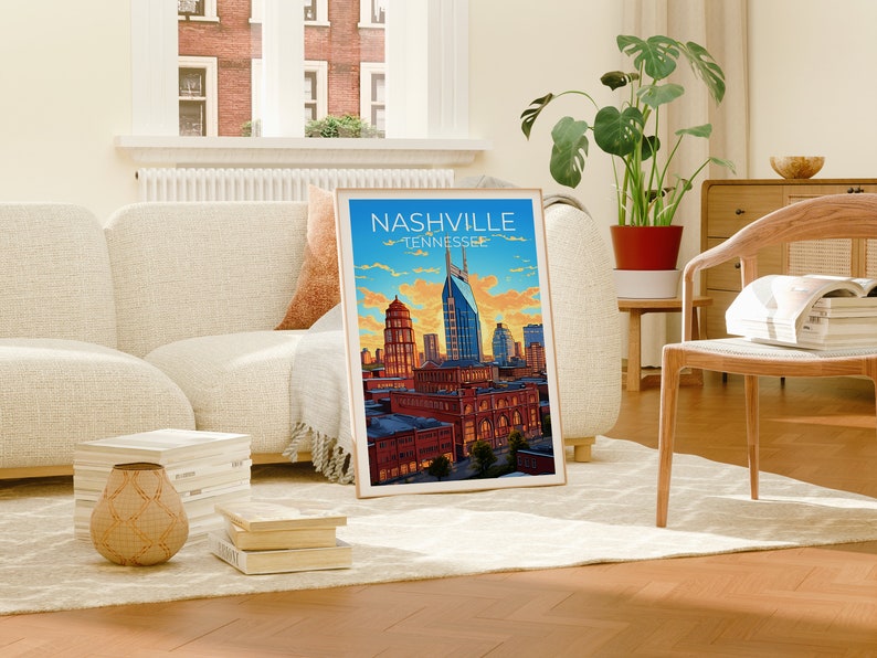 Nashville Travel Poster, Tennessee Wall Art, Tennesse Print, Nashville Poster, Tennessee Poster, City Poster, Nashville Art