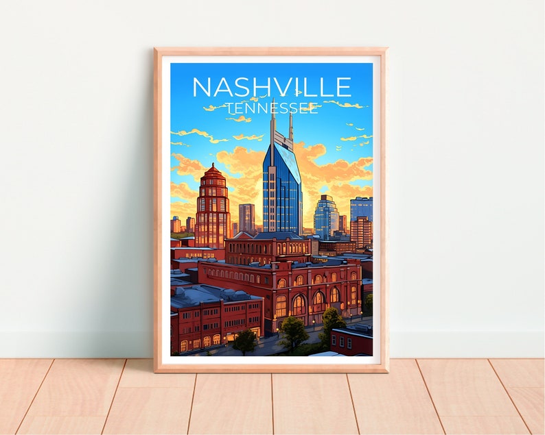 Nashville Travel Poster, Tennessee Wall Art, Tennesse Print, Nashville Poster, Tennessee Poster, City Poster, Nashville Art