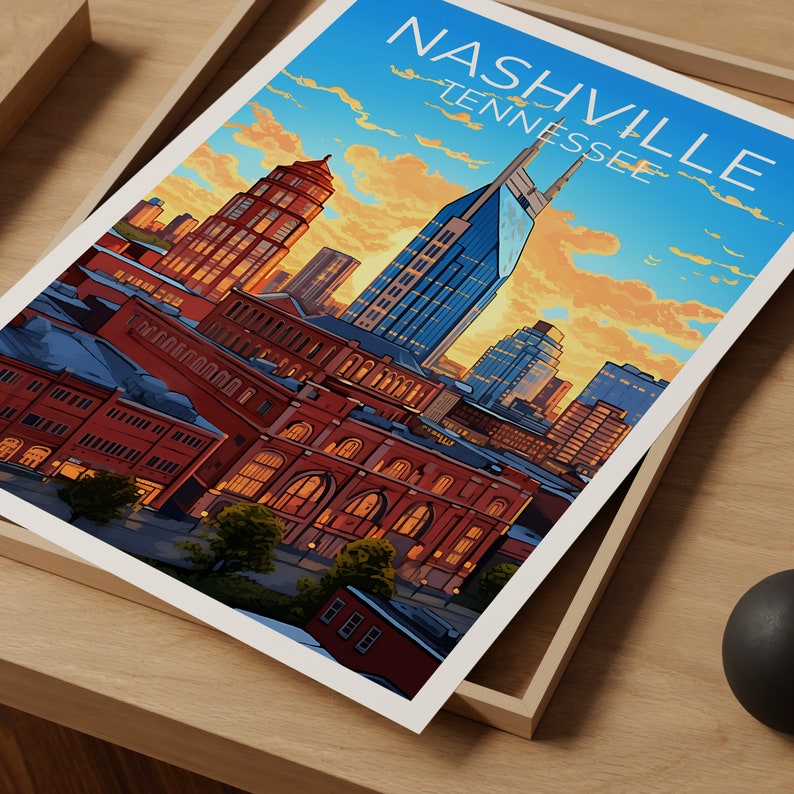 Nashville Travel Poster, Tennessee Wall Art, Tennesse Print, Nashville Poster, Tennessee Poster, City Poster, Nashville Art