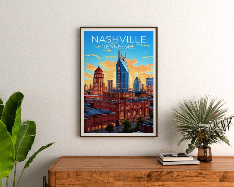 Nashville Travel Poster, Tennessee Wall Art, Tennesse Print, Nashville Poster, Tennessee Poster, City Poster, Nashville Art