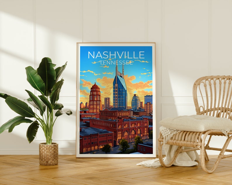 Nashville Travel Poster, Tennessee Wall Art, Tennesse Print, Nashville Poster, Tennessee Poster, City Poster, Nashville Art